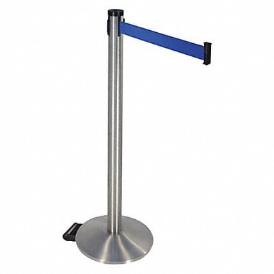 Barrier Post Blue Belt w/Wheels 40 in H