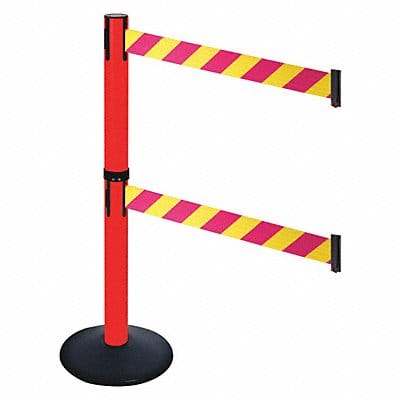 Barrier Post Blk Magenta/Ylw Belt Sloped