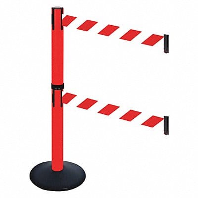 Barrier Post Black Red/White Belt Sloped