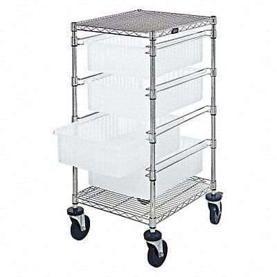 Mobile Bin Cart 45 in H Clear Bins