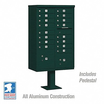 Cluster Box Unit Green 18 Doors 18 in W