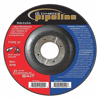 Abrasive Pipeline Wheel 6 in Dia Coarse