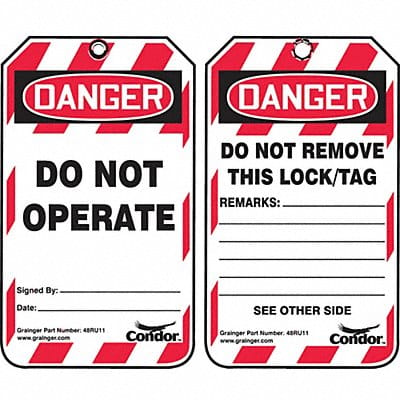 Lockout Tag Danger Do Not Operate PK25