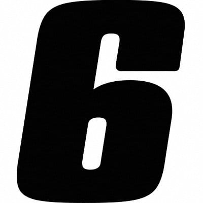 Number Label Blk Vinyl 7 in H No 6 PK3