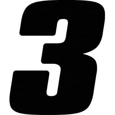 Number Label Blk Vinyl 4 in H No 3 PK3