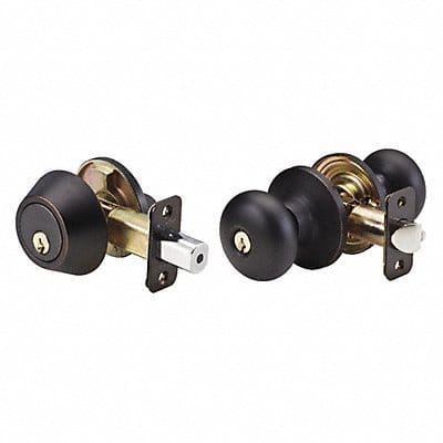 Knob Lockset Biscuit Style Aged Bronze