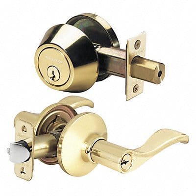 Lever Lockset Polished Brass Wave Style