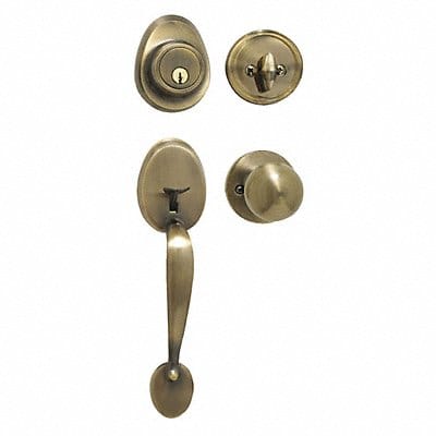 Knob Lockset Biscuit Style Antique Brass