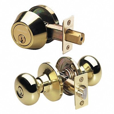 Knob Lockset Biscuit Style Polished Brss