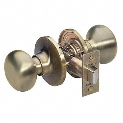 Knob Lockset Biscuit Style Antique Brass