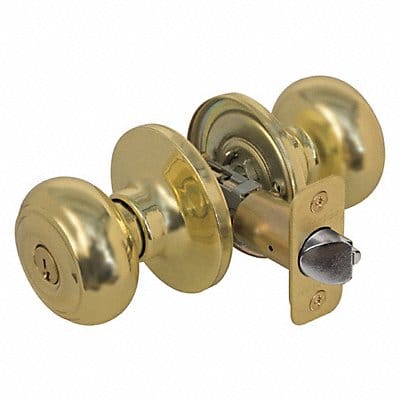 Knob Lockset Rusk Style Polished Brass