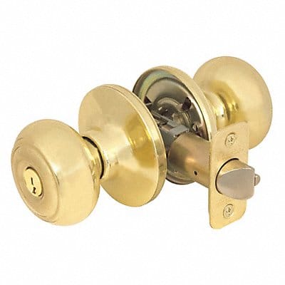 Knob Lockset Rusk Style Polished Brass