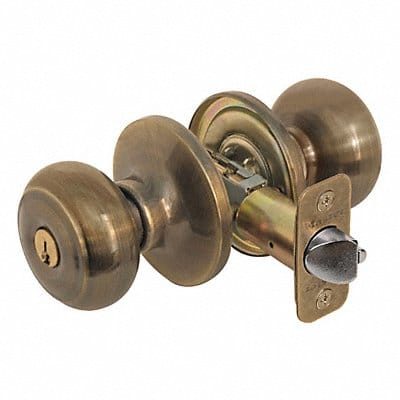 Knob Lockset Rusk Style Antique Brass