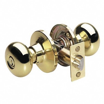 Knob Lockset Biscuit Style Polished Brss