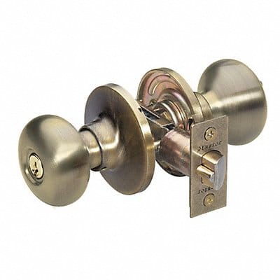 Knob Lockset Biscuit Style Antique Brass