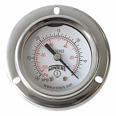 K4539 Vacuum Gauge 2 Dial Size Silver