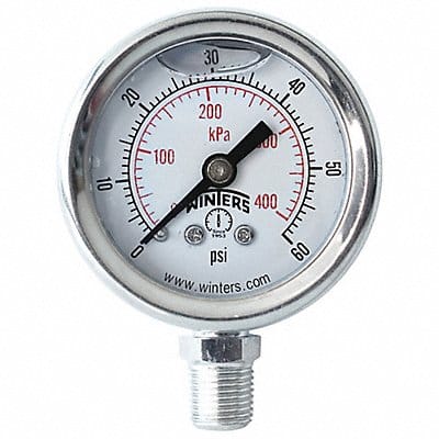 Pressure Gauge 1-1/2 Dial Size Silver