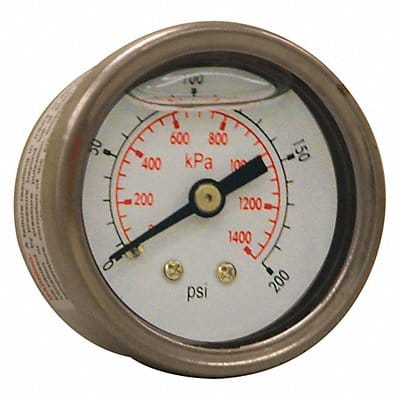 Pressure Gauge 1-1/2 Dial Size Silver