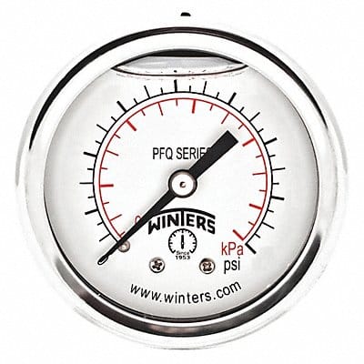 Pressure Gauge 1-1/2 Dial Size Silver