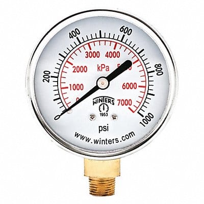 Pressure Gauge 2-1/2 Dial Size Black