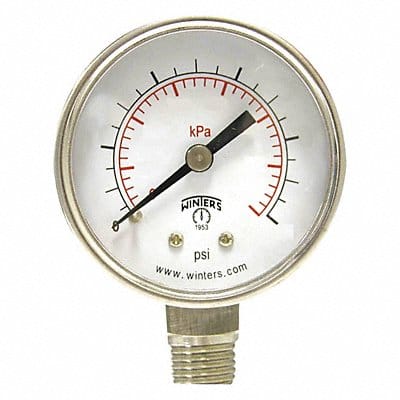 Pressure Gauge 1-1/2 Dial Size Silver