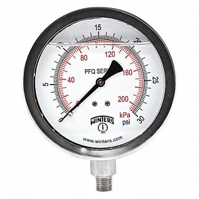 Pressure Gauge 4 Dial Size Silver