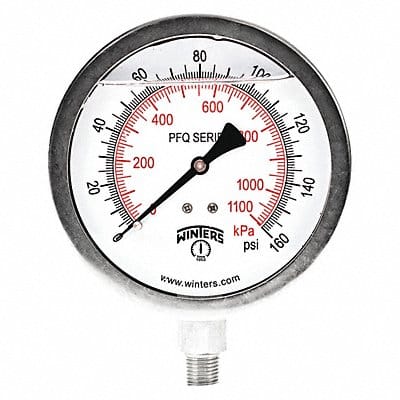 Pressure Gauge 4 Dial Size Silver