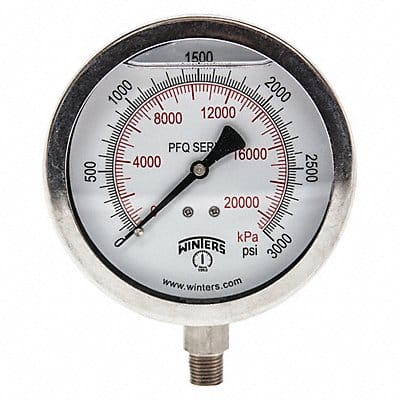 Pressure Gauge 4 Dial Size Silver