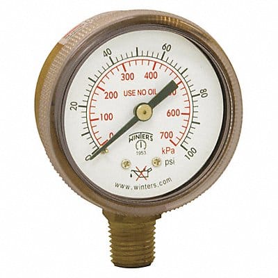 K4562 Pressure Gauge 2 Dial Size Brass