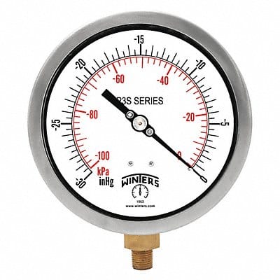 K4526 Vacuum Gauge 4-1/2 Dial Size Black