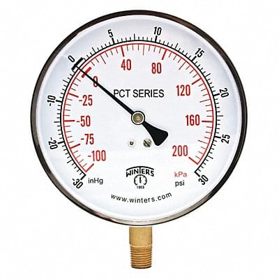 K4682 Compound Gauge 4-1/2 Dial Size Silver