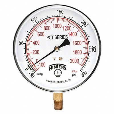 K4682 Compound Gauge 4-1/2 Dial Size Silver