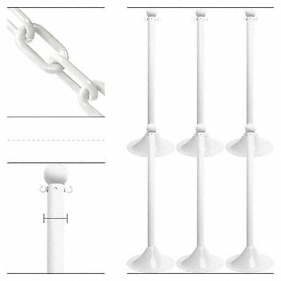 Barrier Post Kit 41 H Wht Plastic Post