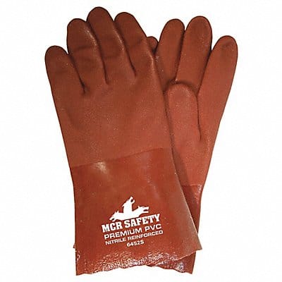 Chemical Gloves L Red Sandy PVC PK12