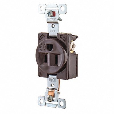 Receptacle Brwn 15A Nylon 0.5 HP 2 Poles