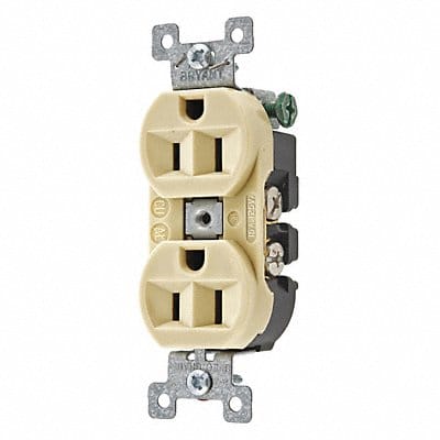 Receptacle Ivory 15A Nylon 0.5HP 2 Poles