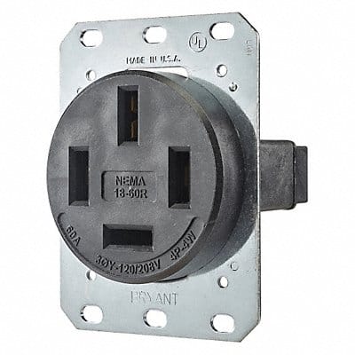 Receptacle Blk 60A Thermoplastic Polymer