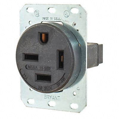 Receptacle Black 50A 7.5 HP 3 Poles