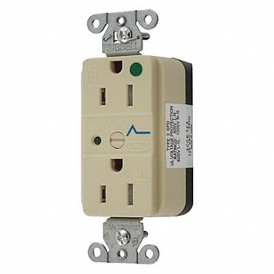 Receptacle Ivory 15 A 2P3W Back 1PK