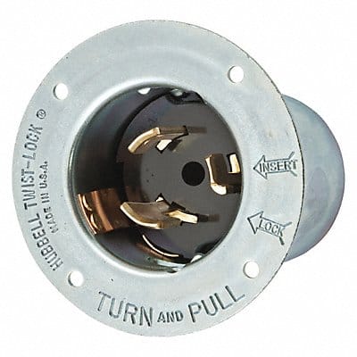 Flanged Locking Inlet Silver 250VAC 50A