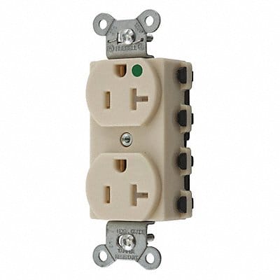 Receptacle Ivory 20 A 2P3W Back 1PK