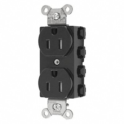 Receptacle Black 15 A 2P3W Back 1PK