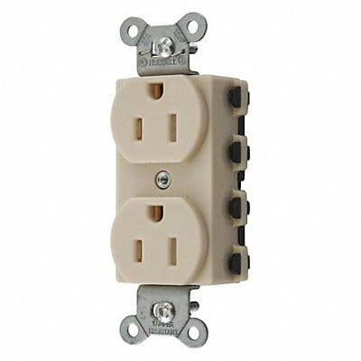 Receptacle Ivory 15 A 2P3W Back 1PK