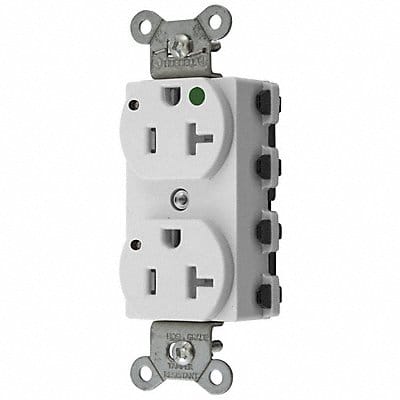 Receptacle White 125VAC 3 Wires 2 Poles