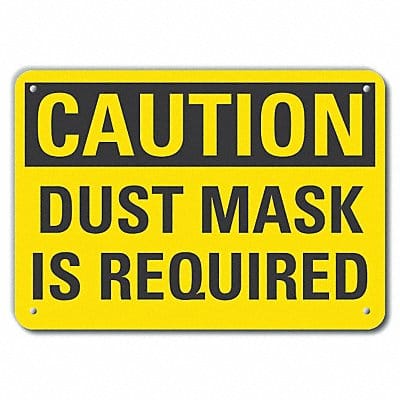 Rflctv Dust Mask Caut Sign 10x14in Alum