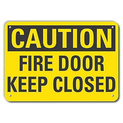 Rflct Fire Door Caution Sign 7x10in Alum