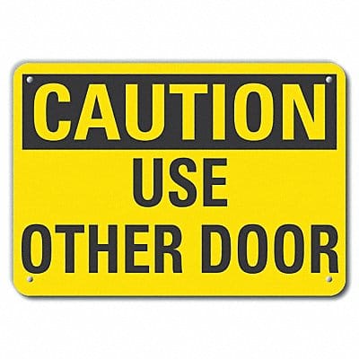 Door Instructn Caution Sign 10x14in Alum