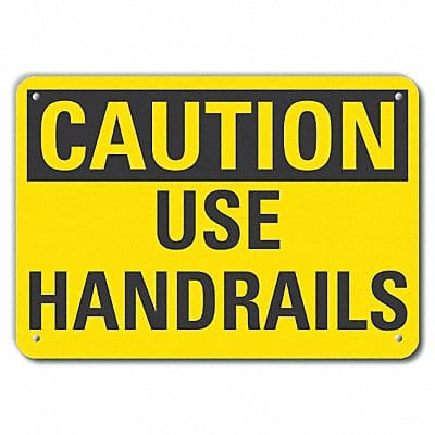 Rflct Handrail Caution Sign 10x14in Alum