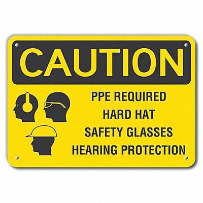 Rflct PPE Caution Sign 10x14in Alum