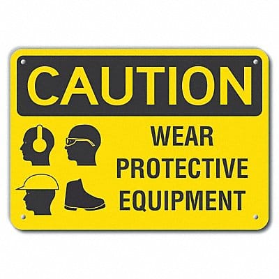 Rflct PPE Caution Sign 10x14in Alum